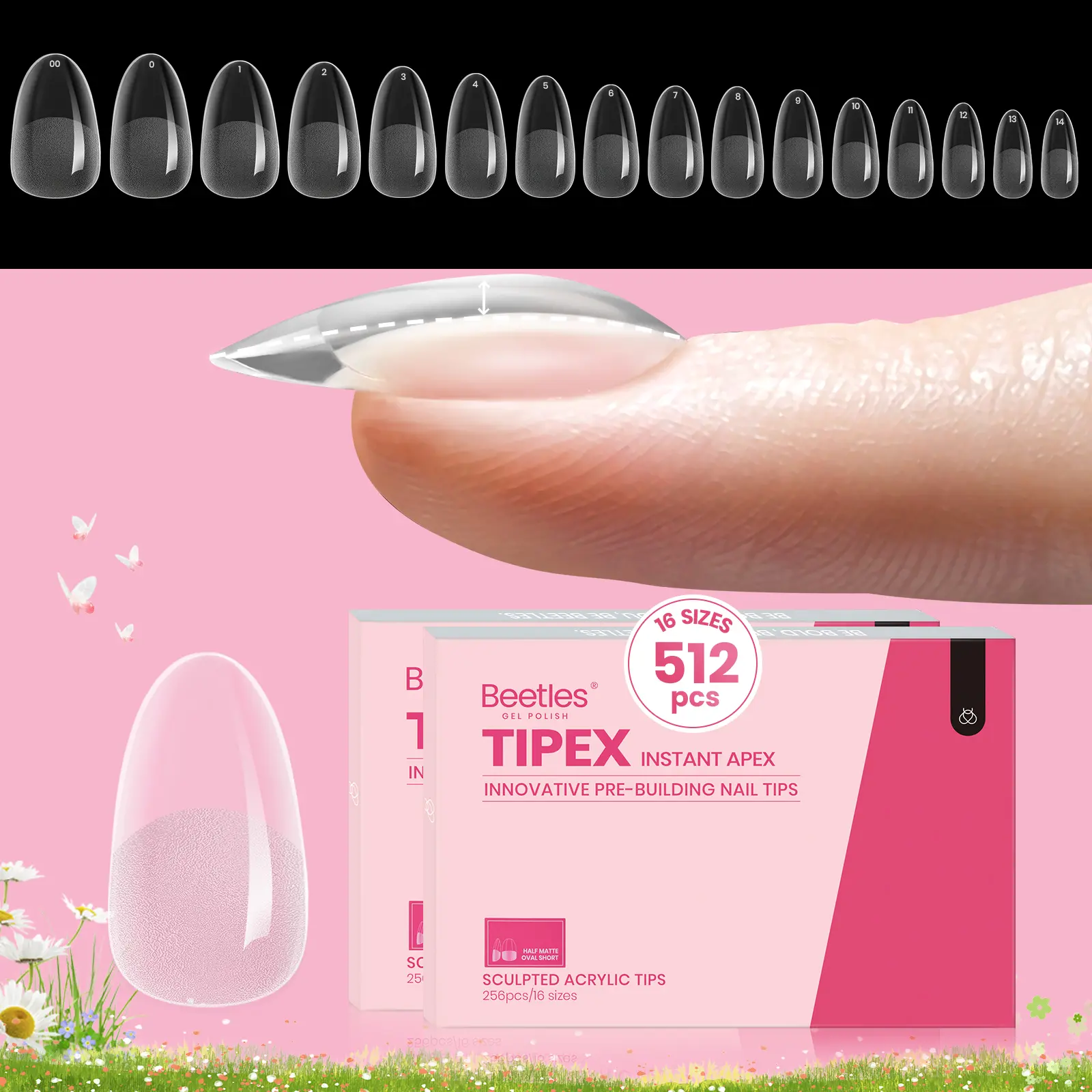 Short Oval 16Sizes 512Pcs(Only Tips)