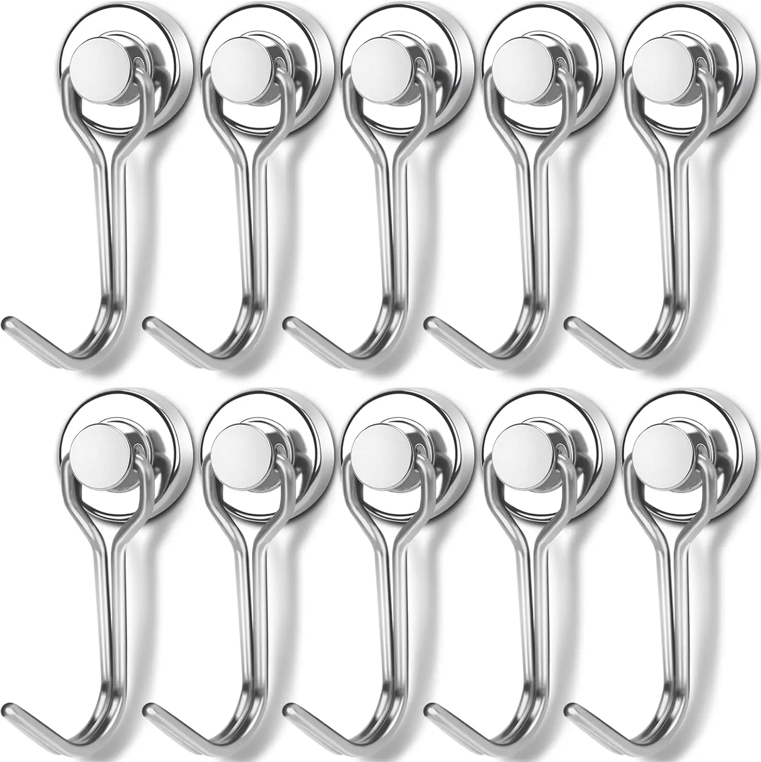 Swivel Swing Magnetic Hooks, 30LBS Powerful Strong Magnetic Hooks Perfect for Refrigerator, Kitchen,Pack of 10 Silver