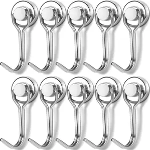 Swivel Swing Magnetic Hooks, 30LBS Powerful Strong Magnetic Hooks Perfect for Refrigerator, Kitchen,Pack of 10 Silver