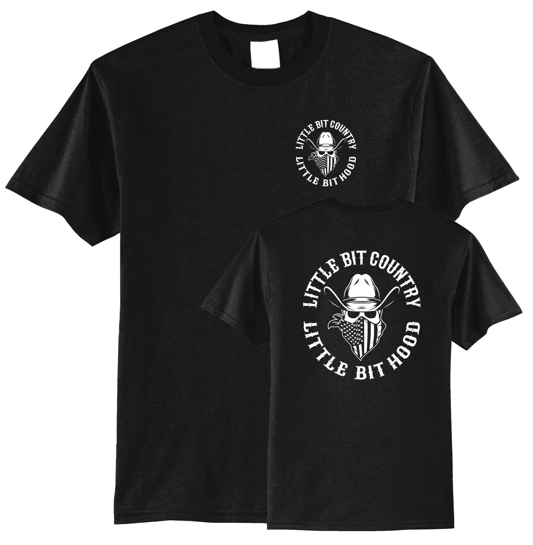 Little Bit Country Little Bit Hood Black Short Sleeve T-Shirt