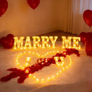 I Love U Sign With 24Pcs Flameless Candles 1000Pcs Red Fake Rose Petals 30Pcs Red Balloons For Valentine'S Day Wedding Proposal Romantic Night Set Kit,I Love U Light Up Letters Proposal Decorations,