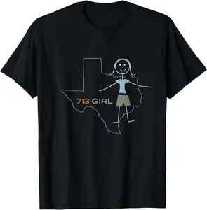 100%cotton Funny Womens 713 Area Code, TX Girls Texas Souvenir T-Shirt
