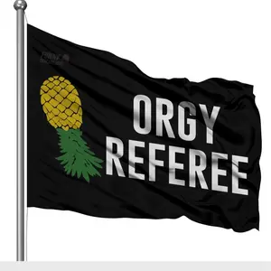 Orgy Referee Upside down pineapple Banner Flag 3x5 Wall swingers party couple dating party Gift Outdoors Ornaments Hanging Wedding wishing funny Decor
