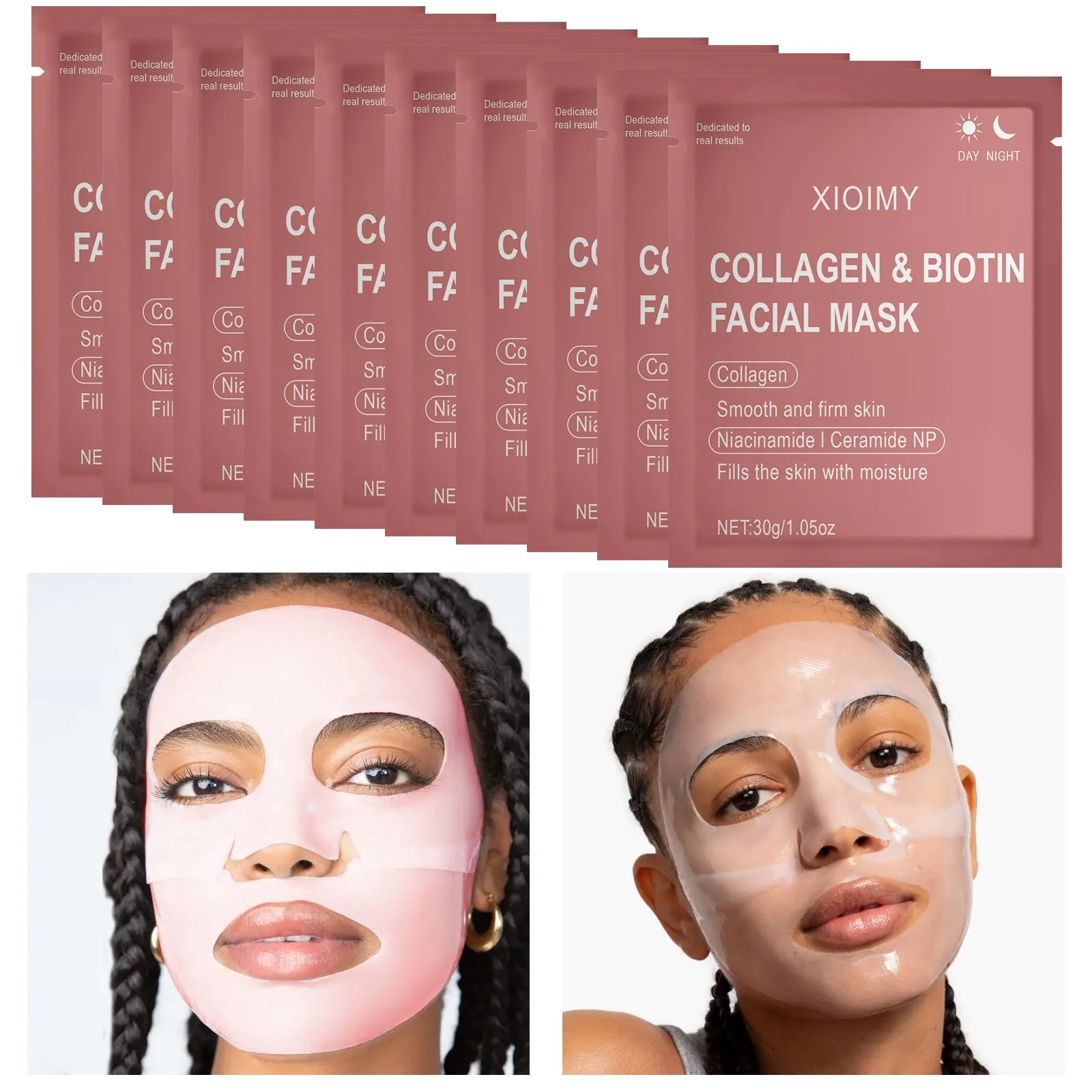Night & Day Collagen Biotin Gel Moisturizing Mask, Alcohol-Free, Low Allergenicity, Strong Hydration, Smooth Tighter Brighter Skin, Suitable for All Skin Types