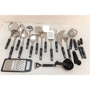 24-Piece Stainless Steel Kitchen Tool Set - Durable Heat Resistant Cooking Utensils with Ergonomic Handles for Enhanced Comfort & Security