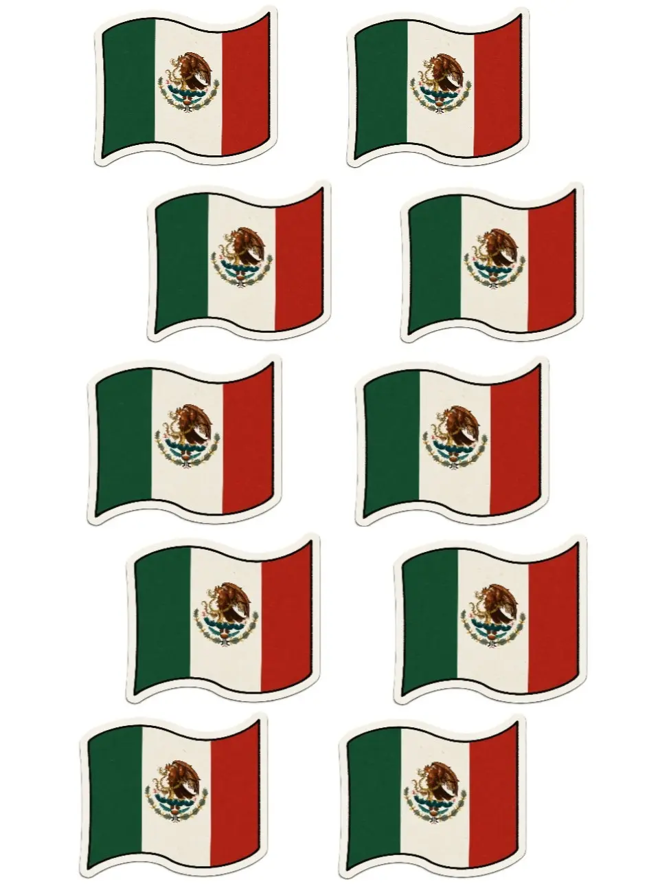 10 Mexico Flag Stickers 3"