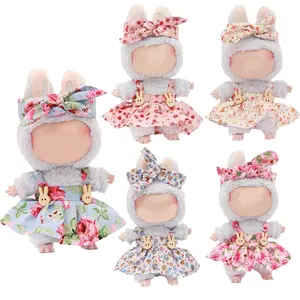 6.69 inch Labubu Doll Clothes Set with 2 Stylish, Headbands and clothes for labubu Dolls, Adorable Accessories for Playset & Display