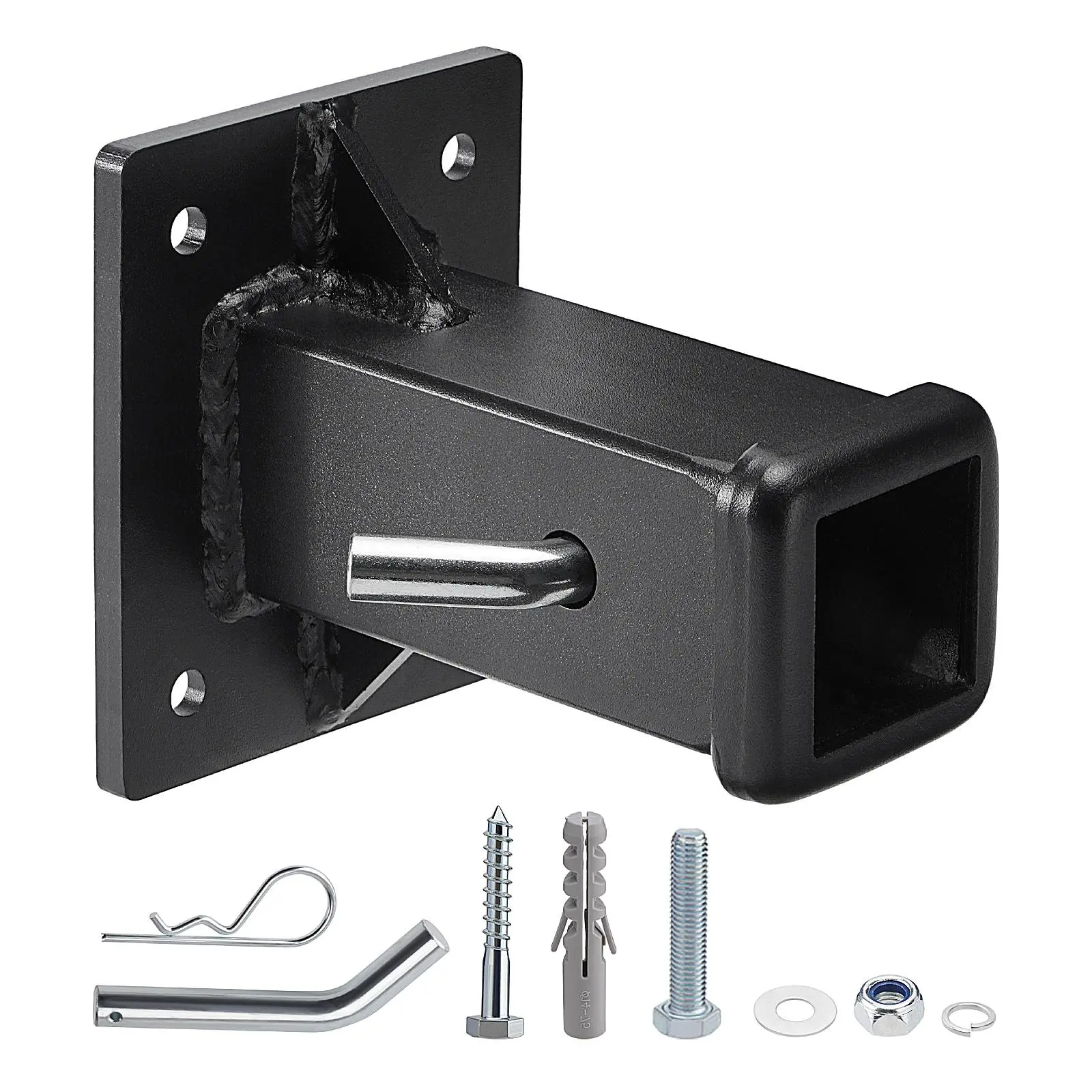 Flat 2-Inch Coated Carbon Steel Bolt-On Hitch Receiver Tube - Durable & Versatile Universal Fit Wall-Mounted Bike Rack for Trailers, Motorhomes, Tractors, Supports Up To 7,000 Lbs Towing