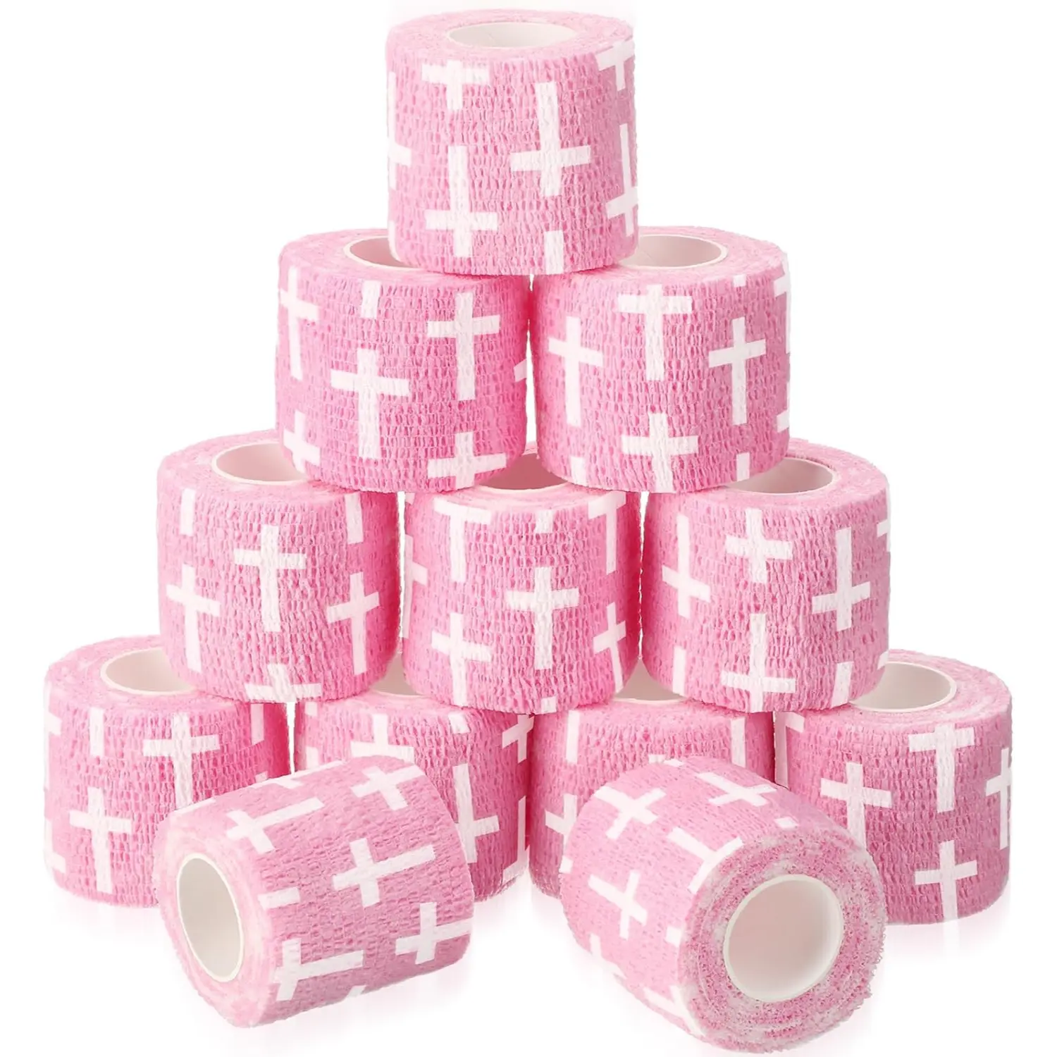 Christian Athletic Tape, 12 Rolls Breathable Self-Adhesive Cohesive Bandage, 2 in x 5 yd Non-Woven Bible Theme for Football