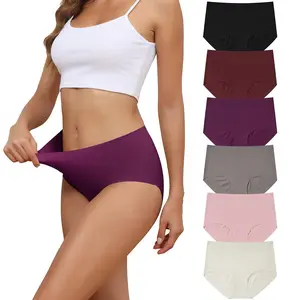 LEVAO 6 Pack Medium Low Waist Underwear Soft Breathable Elastic Coverage Briefs No Show Invisible Panties seamless underwear