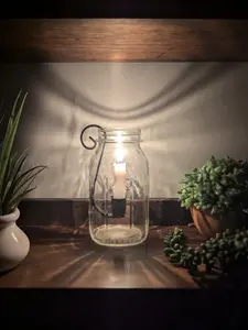 Mason Jar Insert Taper Candle Holder, Farmhouse Rustic Decor, Taper Candle, Wedding Table Centerpiece, Handcrafted by Amish.