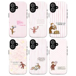Adorable Curious Georgee Tough Phone Case Collection with Inspirational Quotes, Cute Monkey Phone Case, Gift for Fans,phone Case Suitable for Iphone 11/12/13/14/15/16/17 Pro Promax Plus Air and Samsung S22/S23/S24/S25 Plus Ultra Fe