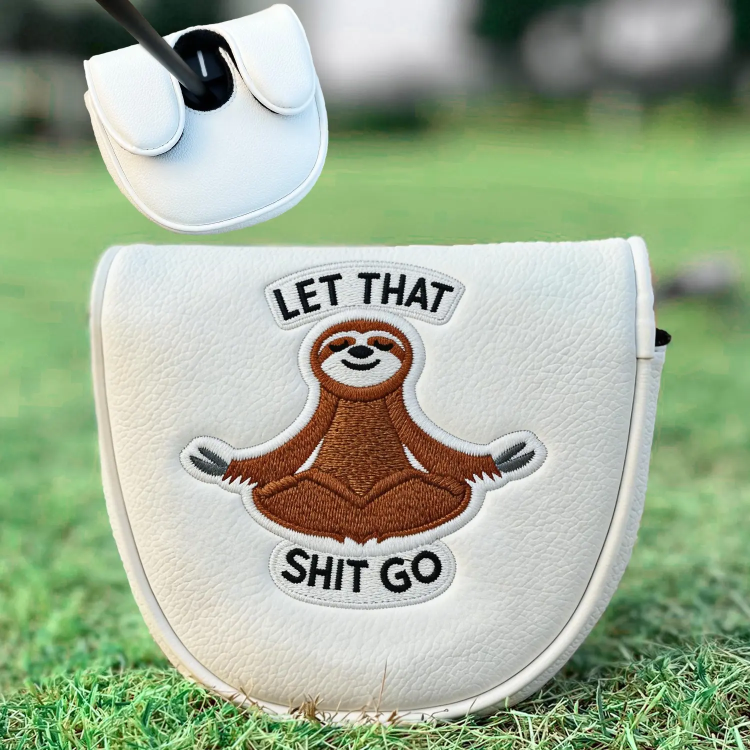 1pc Putter Head Cover, Sloth Style Putter Cover, Premium PU Golf Putter Cover, Magnetic Closure, Fits Most, Unisex Fun Golf Accessory, Golf Gift Accessory, Golf Supply