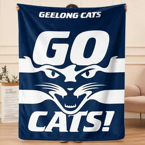 Geelong Football Club design  flannel blanket, exclusive gift for home, office, camping travel, personalized pattern design, modern style, soft texture