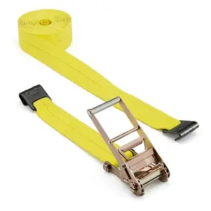 4" x 30' Heavy Duty Ratchet Strap with Flat Hook, Cargo Trailer Tie Downs, Durable Nylon Rope, Cargo Trailer Straps