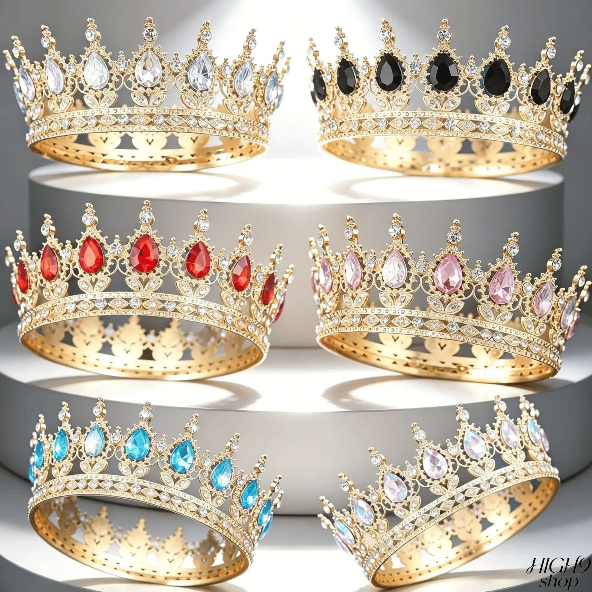 Women’s Exquisite Blue Crystal Diamond Bridal Crown Headpiece, Elegant Luxury Accessory for Weddings and Formal Events, Multi-use Tiara That Also Works as a Delicate Cake Ornamen