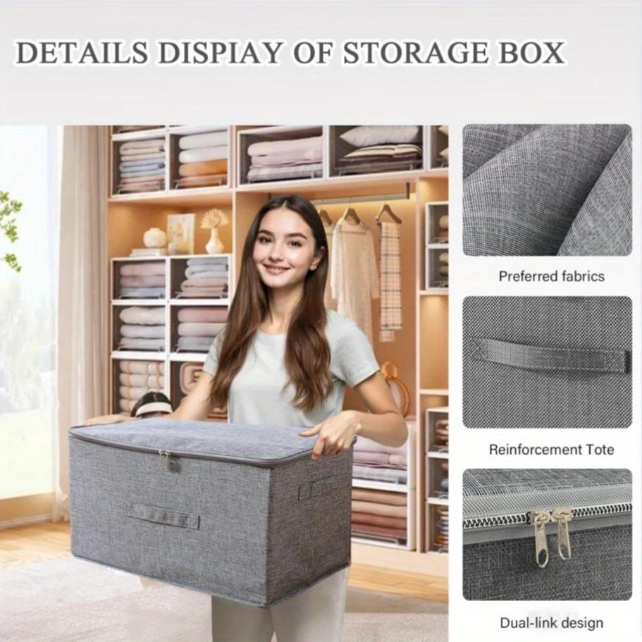 4-pack, extra-large foldable cation storage boxes, waterproof storage, sheet organizer, foldable storage and organizing boxes, suitable for wardrobes, bedrooms, kitchens, books, multifunctional storage and organizing boxes