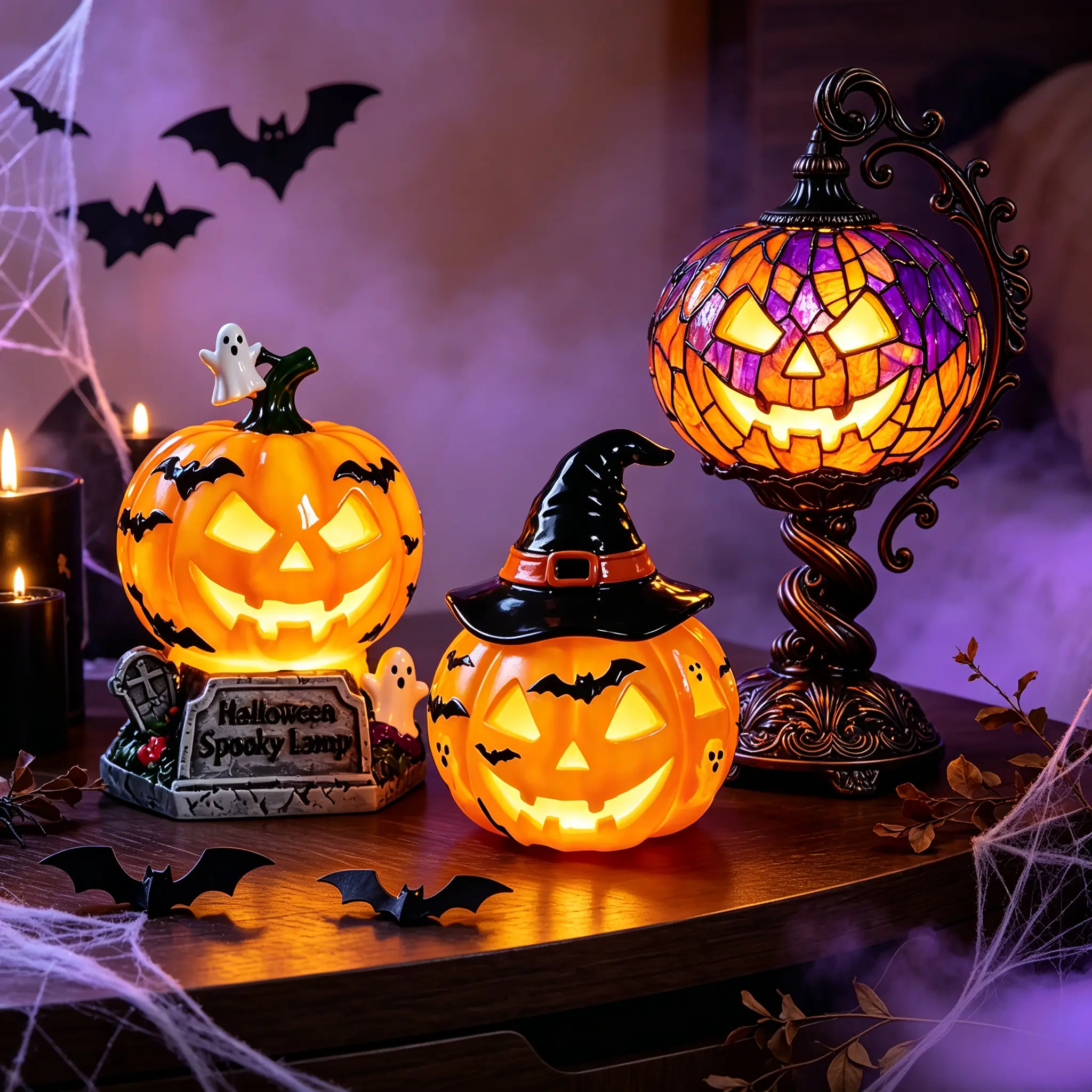 Halloween Decorative Table Lamp - 22cm/8.66in Height, 14cm/5.51in Width, Halloween-themed Design, Decorative Lighting