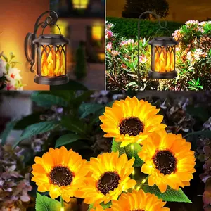Hanging Solar Lights Lantern Outdoor, Flickering Flames Solar Outdoor Lights, Waterproof Solar Lanterns for Yard Garden Christmas Decoration