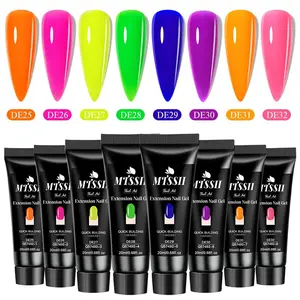 Fluorescent Nail Extension Gel Set, 8pcs Glossy Finisih Nail Art Gel, Diy Nail Kit, Diy Nails Art Manicure Supplies for Home Salon Use, Uv Nail Gel, Builder Gel Nail