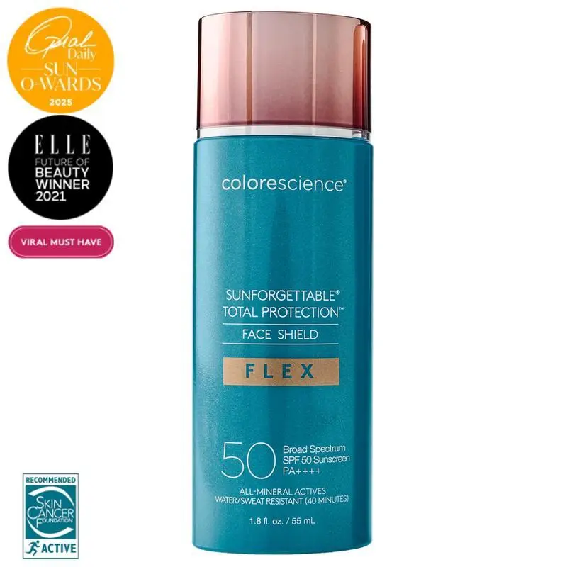 Colorescience Sunforgettable Total Protection Face Shield Flex SPF 50 Award-Winning Broad Spectrum Sunscreen for All Colors 1.8 fl oz