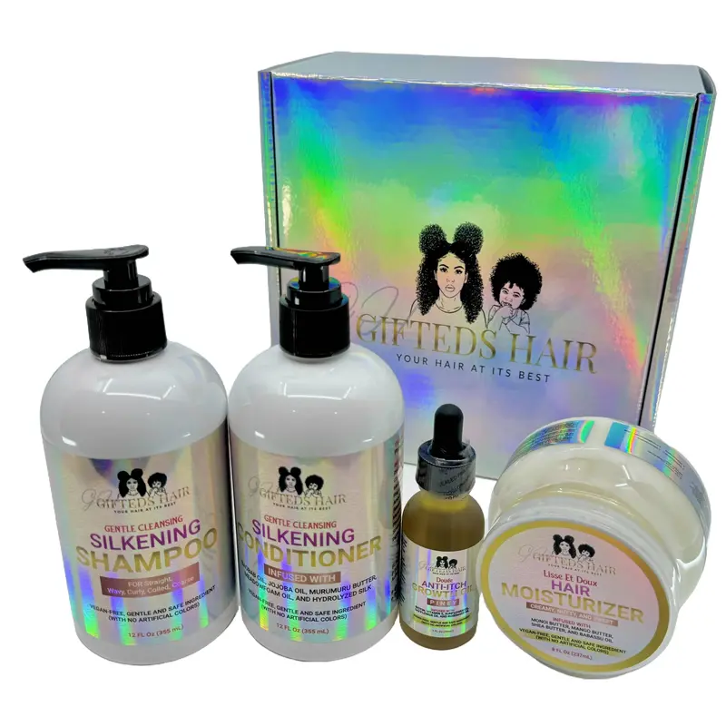 Toddler Hair Growth Bundle Starter Pack - Gentle Haircare Cleanser, Anti-Dandruff Shampoo, Hydrating Conditioner, Frizz-Control Moisturizing Dry Hair Treatment, Anti-Itch Oil Gifted Cosmetics