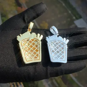 Hip Hop French Fries Pendant Necklace | CZ Iced Out Chain | Trendy Streetwear Jewelry