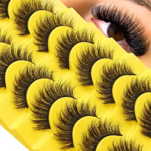 Natural Eyelashes with Volume and Softness False Lash Extensions for a Sleek Look, Multi-Layered Wedding Party & Club Daily Work Meeting Comfortable Wear Band Lashes Thick Curly Wispy Lashes Reusable Suitable for Beginners