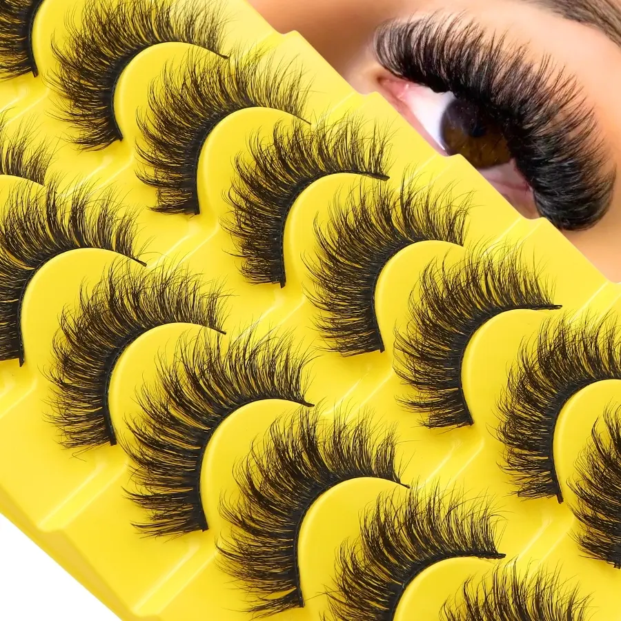 Natural Eyelashes with Volume and Softness False Lash Extensions for a Sleek Look, Multi-Layered Wedding Party & Club Daily Work Meeting Comfortable Wear Band Lashes Thick Curly Wispy Lashes Reusable Suitable for Beginners, Cosmetic False Lashes