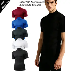 VRYXAL 5pcs Slim-Fitting Male Short Sleeve Sport Tops - Breathable, Quick-Dry, Solid Color Activewear Tee, Athletic Style Activewear, Fitness Clothes Tops for Gym & Outdoor Sports
