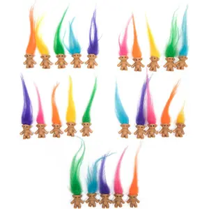25 PCS Longhaired Lucky Mini Troll Dolls, Assorted Hair Colors, 0.78" Bodies, 2" Hair. Cake Toppers, Action Figures, School Project, Arts and Crafts, Party Favors
