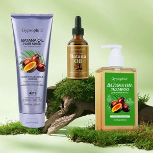 Gypsophila 3-Step Hair Revival Kit: Batana Oil Shampoo + Batana Oil & 4-in-1 Hair Mask (Rosemary, Hyaluronic Acid, Taurine) – Nourish, Repair, Volumize for Healthy, Hydrated, Smooth Hair Natural Shine Strength Lightweight Serum Repairing  #Summervibes