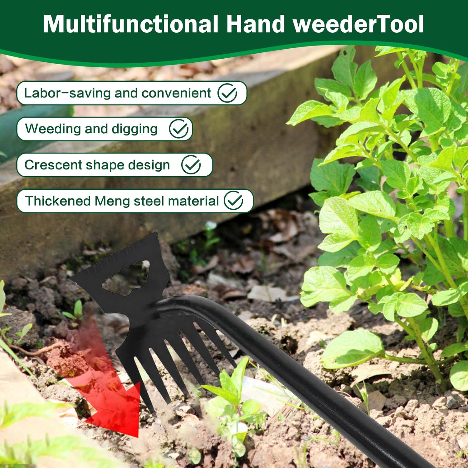 Weed Remover Tool,Portable Garden Weeder Tool,2026 New Gardening Weeding Tools,for Garden Hand Tools for Vegetable Gardening Backyard Farm Planting & Uprooting Weeding Tool (6 Teeth)