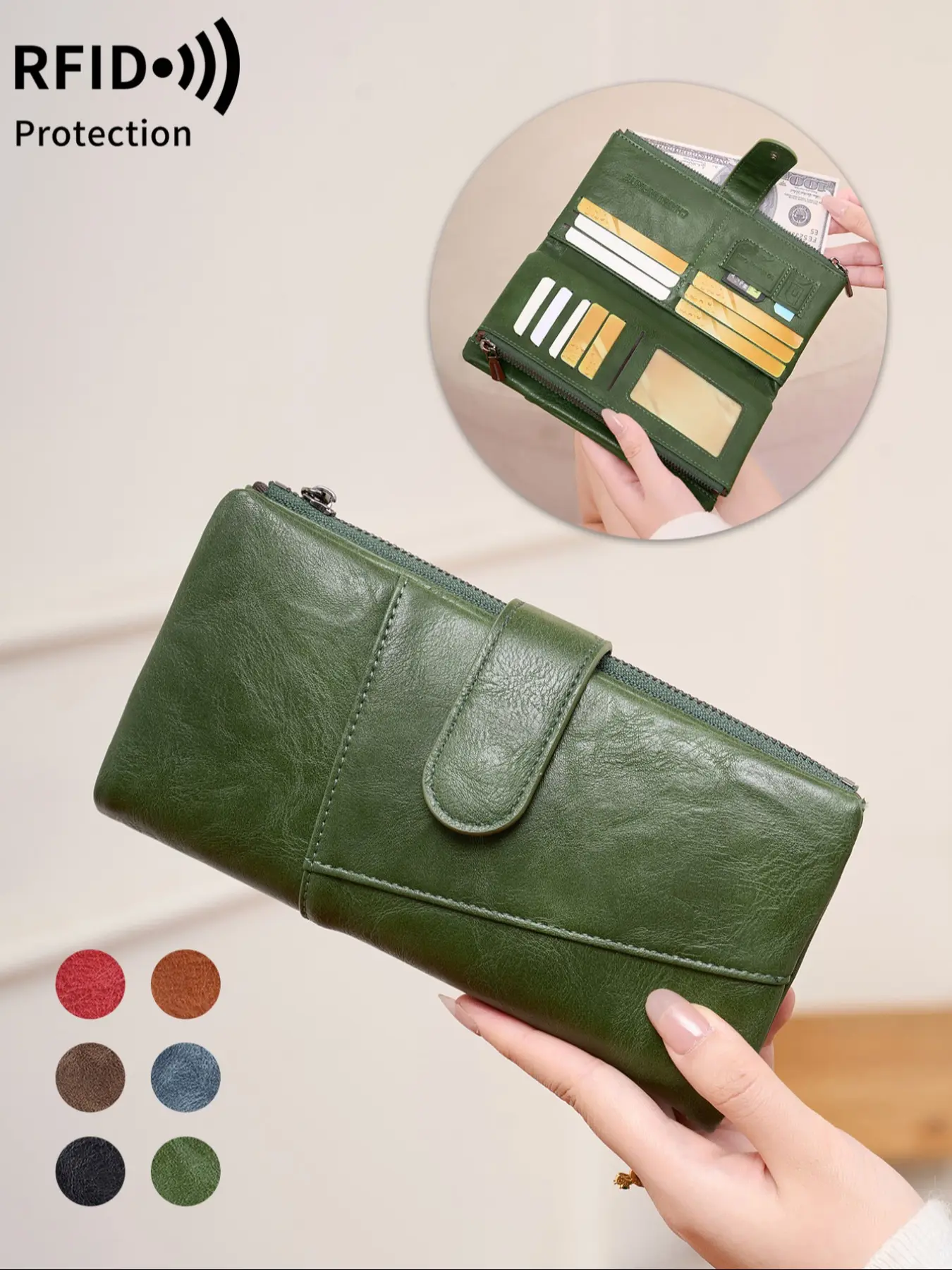 Women's RFID Blocking Long Wallet, Multi-Layer Storage, Large Capacity Card Holder, Durable Zipper Design, Ideal Gift for All Seasons, Christmas Gift, Valentine's Day Gift, Ideal Gift, RFID Blocking Wallets
