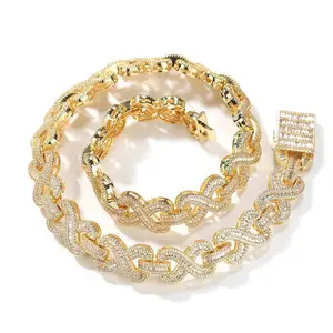 [ICE HUE]18K Gold Vacuum Plated Copper with 5A+ Sri Lanka Zircon Infinity 16mm Cuban Necklace Miami Italy Mexico & Micro Inspired for Women & Men Luxury Jewelry,Daily Wear,Casual Fashion,Gift Idea,Chicano,Classic,Hip Hop,Simple,Sporty Style