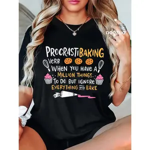 100% Cotton Baking Lover ProcrastiBaking Cake Decorator Baker T-Shirt