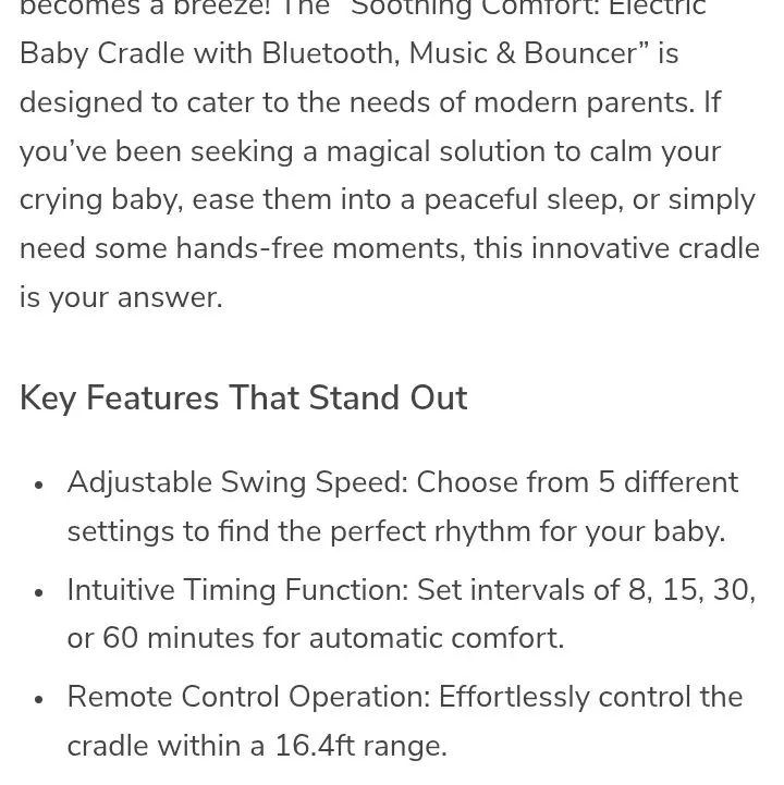 electric baby cradle with bluetooth bouncer