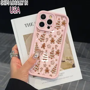Cute Gingerbread Man Pattern Phone Case, Phone Protective Cover, Fashion Shockproof Mobile Phone Accessories Compatible with iPhone Series