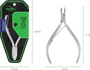 NGHIA D-04 Cuticle Nipper - Stainless Steel, Durable, Sharp, Ergonomic Design, Grey Plated - Ideal for Salons and Home Use