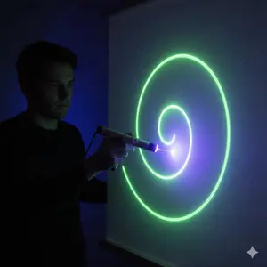 Glow Boards With Laser Pen - Green Light Effect on Dark Background