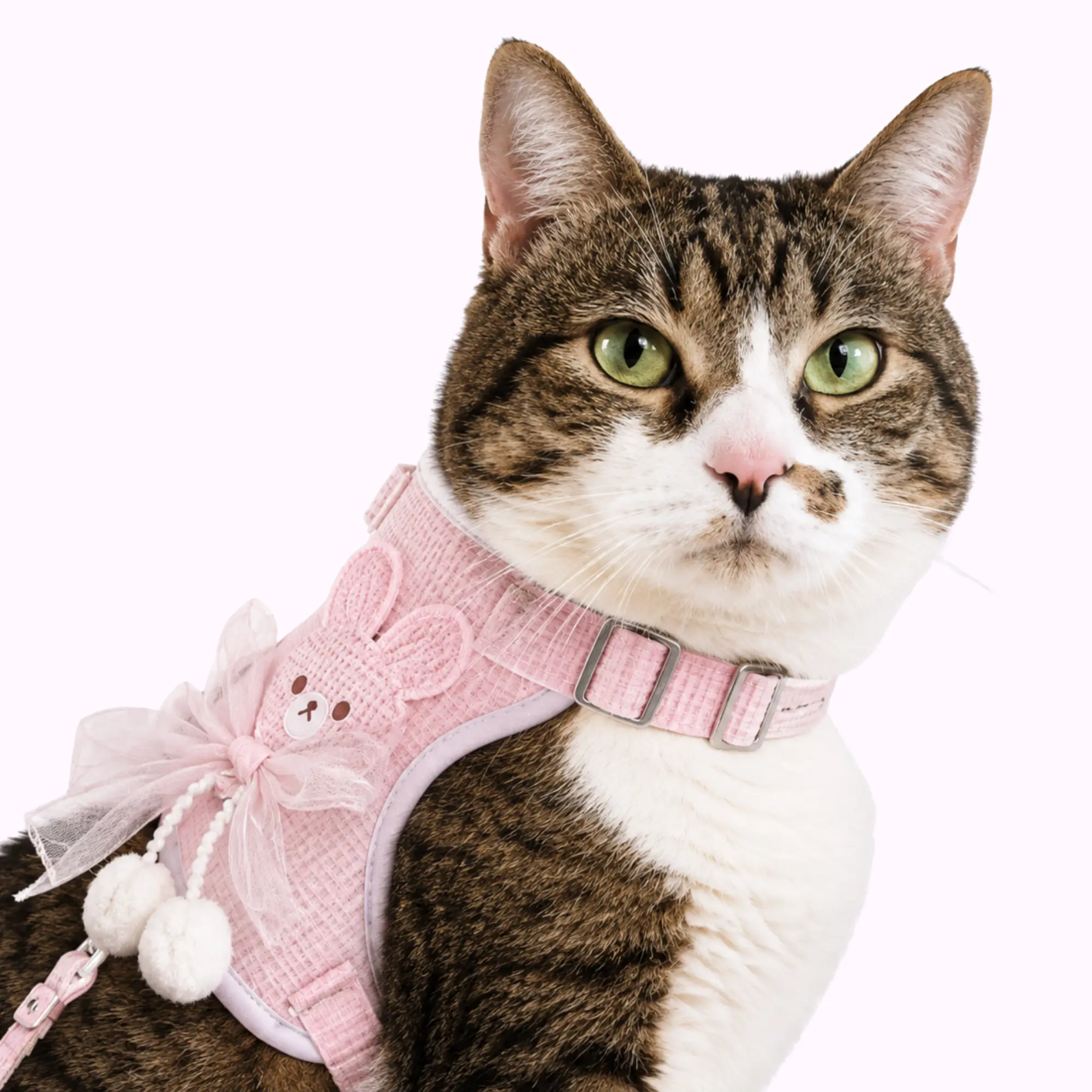 Pink Bunny Bow Harness + Leash Set