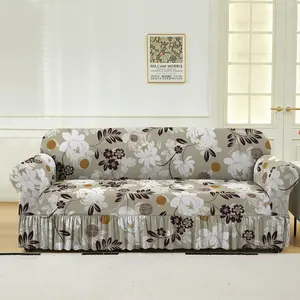 Floral Print Sofa Cover, Stretch Sofa Cover, Stretchable Sofa Cover, 1 Count Elastic Sofa Slipcover, Dustproof Sofa Protector for Home Living Room, Sofa Protector for Home Living Room, Couch Sofa Protector, Sofa Couch Covers