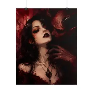 Dark Gothic Woman with Demon poster, Rolled Poster Vampire Art Print