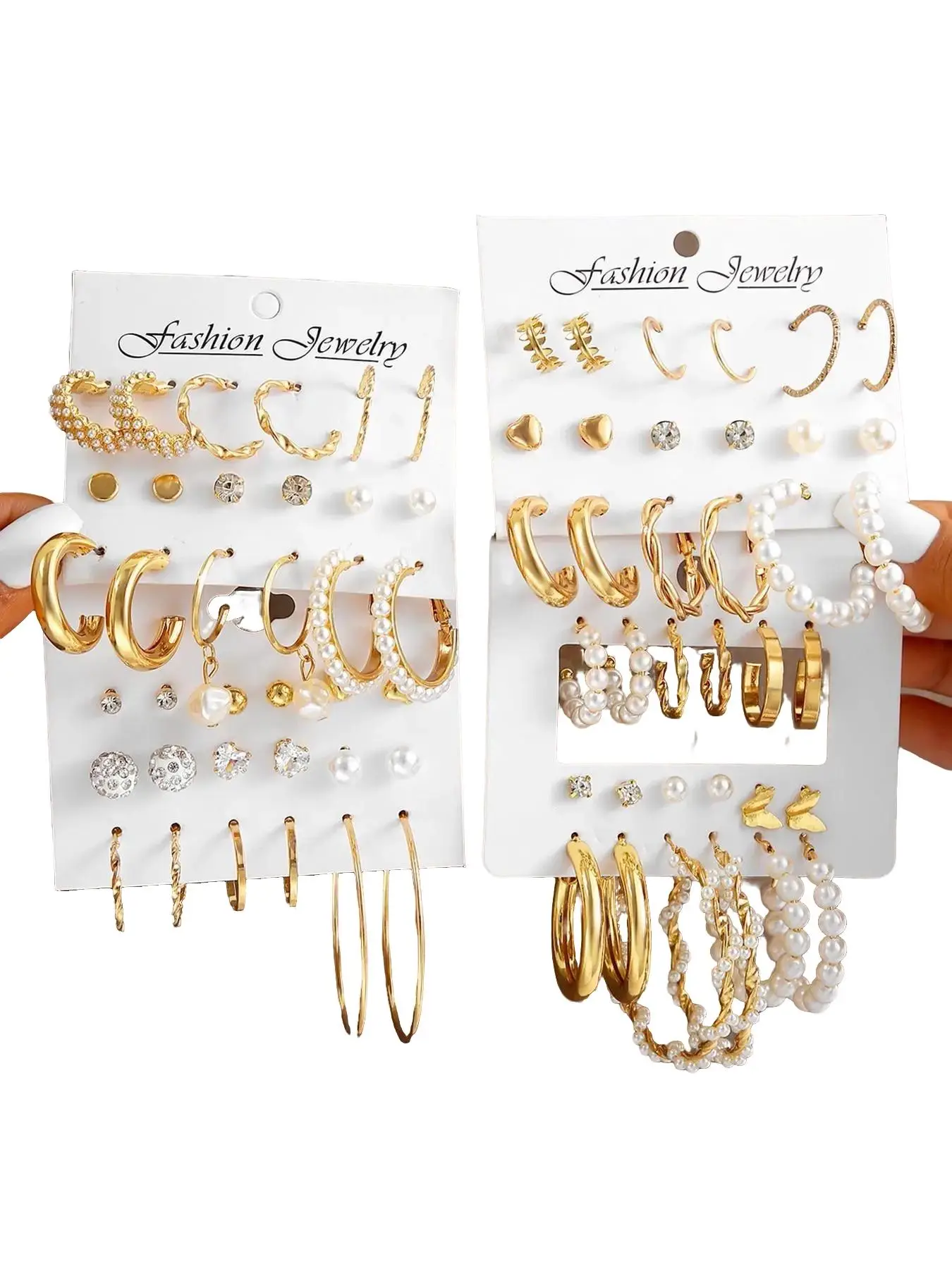 Faux Pearl Decorated Fashionable Hoop Earring Stacking Set, Dainty Fashion Jewelry for Party, Daily Clothing Decor, Trendy All-match & Exquisite Jewel