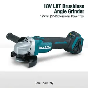 Makita DGA404-125mm Brushless Angle Grinder, 18V Lithium Battery, 8500 RPM, 125mm Grinding Wheel, /5/8" Spindle, Ideal for Heavy-Duty Grinding, Cutting, and Polishing Applications