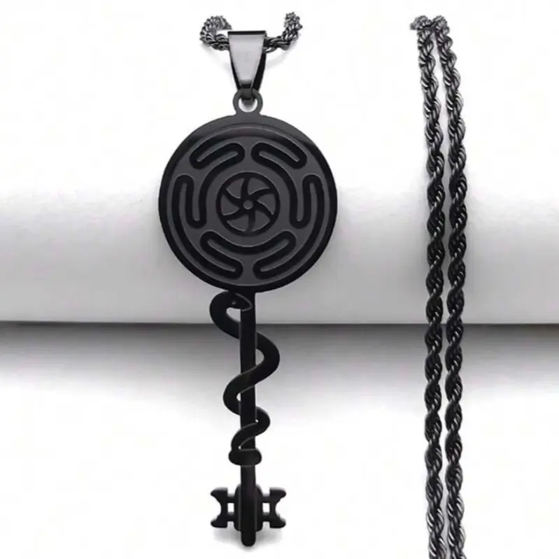 Hecate's Wheel & Key Pendant