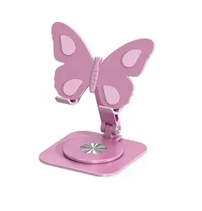 Butterfly Aluminum Desk Phone Stand - 360° Rotating, Height & Angle Adjustable, Foldable Portable, Stable Lightweight Holder for Smartphones & Tablets, Office Work DIY Gift (Home & Festive Decor Essential)