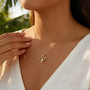 ASCOMY  Cute Dainty Heart Zircon Necklace | 14K Gold Plated/Silver Plated Trendy Jewelry for Women | Perfect for Everyday Wear & Gifting