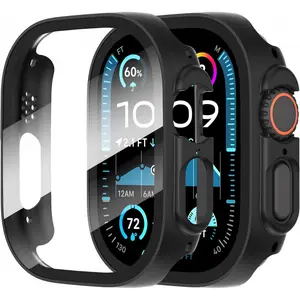 2-Pack for Apple Watch Ultra 3/2/1 49mm Case, Ultra-Thin Tempered Glass Screen Protector, All-Around PC Protection Cover for iWatch Ultra 49mm 3/2/1r