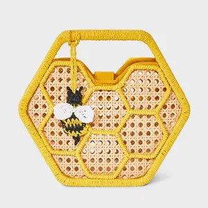 Straw Caning Honey Comb Clutch - A New Day Natural